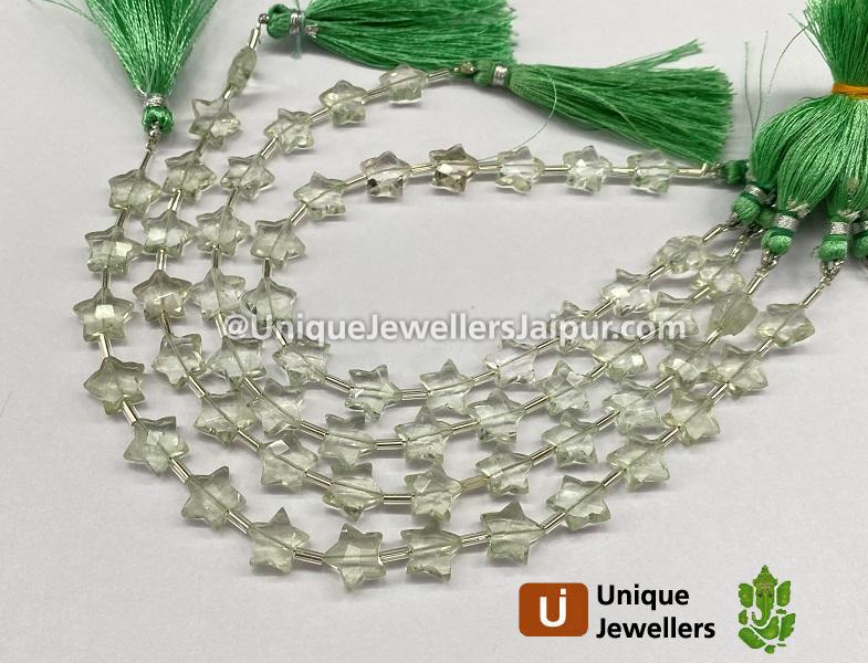 Green Amethyst Faceted Star Beads